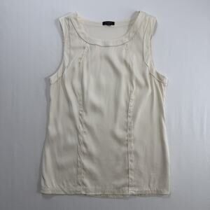 Ann Taylor Women's Ivory Sleeveless Blouse Top Curved Yoke Seamed Design Small